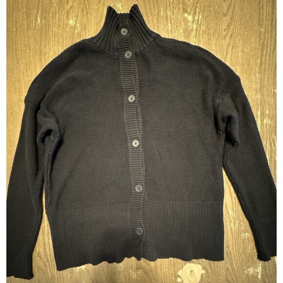 T Alexander Wang Womens Cotton Ribbed Textured Buttoned Cardigan Black Medium - Picture 3 of 7